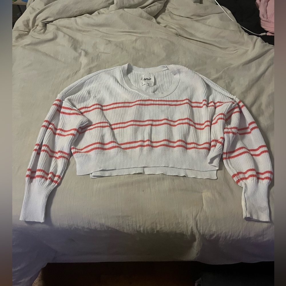 Aerie White Textured Knit Sweater